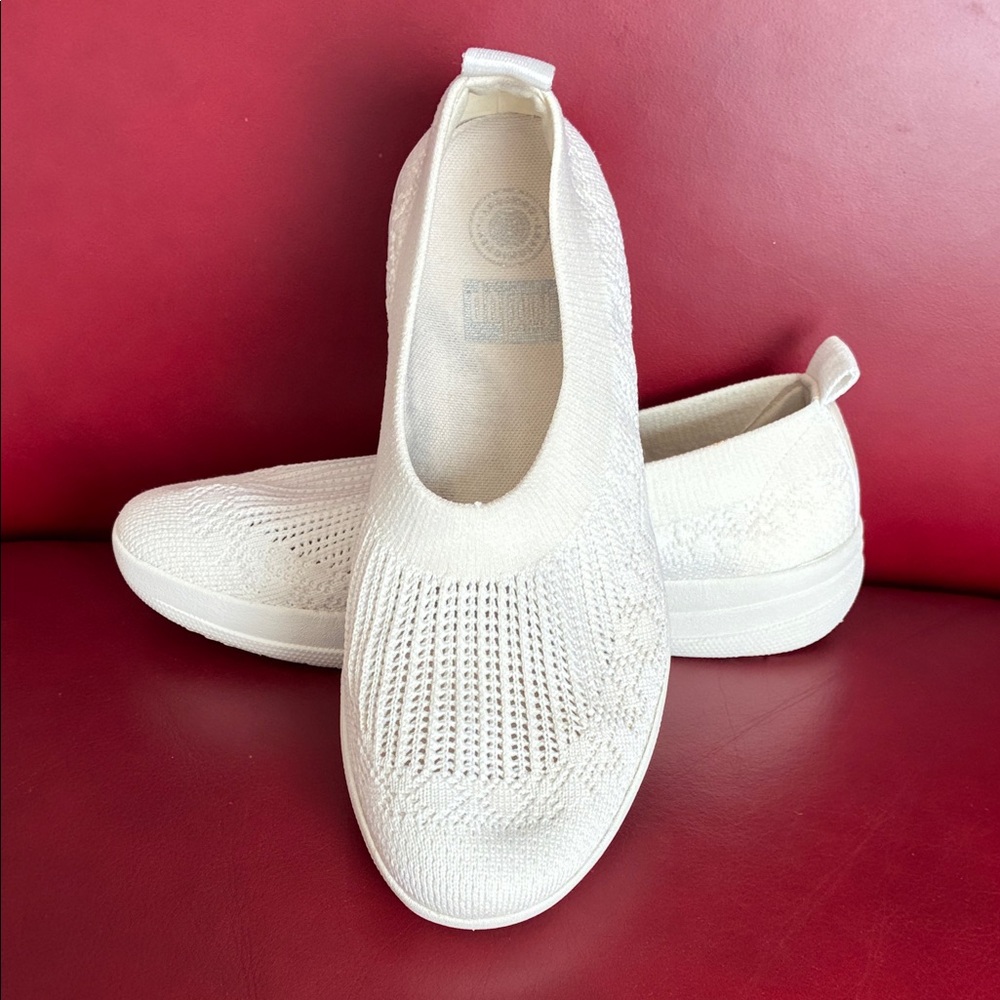 Women's White Fitflop Slip-On Ballet Sneakers